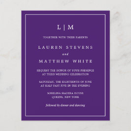 Convite de Casamento Simples Roxo com Monograma e