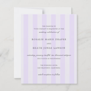 Convite de Casamento Simples Roxo Listras Modernas