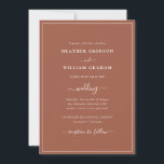 Convite de Casamento Simples Terracota<br><div class="desc">Convite de Casamento Simples Terracota. Faça do seu convite de casamento tão memorável quanto o seu dia especial com este design chic e elegante. Com um visual minimalista simples e um toque tradicional clássico, este convite moderno apenas com texto apresenta uma caligrafia manuscrita com uma moldura de borda terracota /...</div>