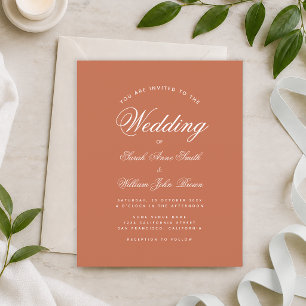 Convite de Casamento Simples Terracota Branco