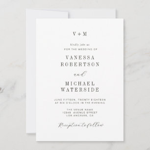 convite de casamento simples único preto e branco