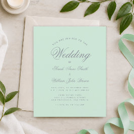 Convite de Casamento Simples Verde Menta e Cinza