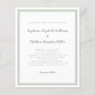 Convite de Casamento Simples Verde Salgueiro Moder