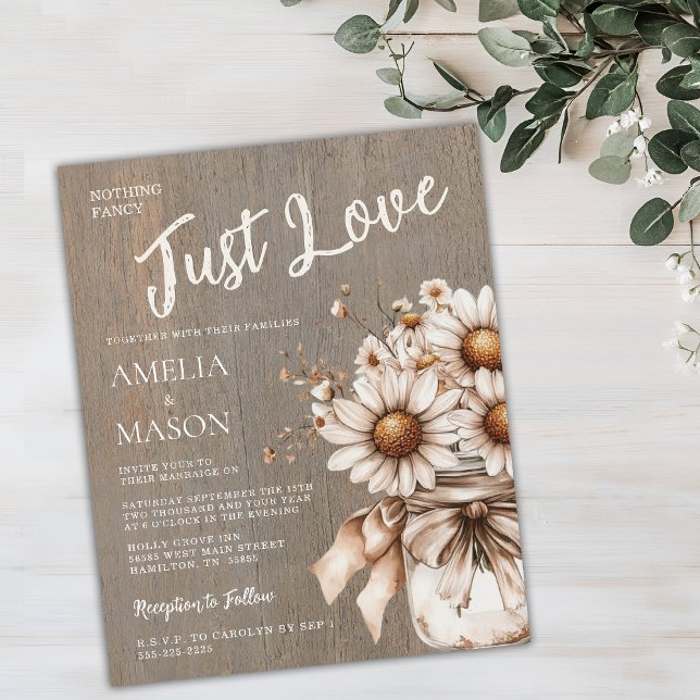 Convite de Casamento Simplesmente Amor Orçamento (Nothing Fancy Just Love Budget Wedding Invitation)