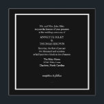 Convite De Casamento | Simplesmente IV |preto<br><div class="desc">Convite Simples para Casamento Negro com quadrado branco solteiro e escrevendo de cinzas,  este convite pode ser usado em qualquer Ocasião Especial.</div>