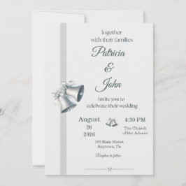 Convite de Casamento Sininhos de Casamento Azul Pr