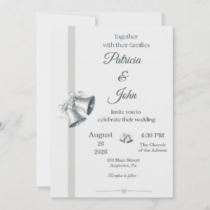 Convite de Casamento Sininhos de Casamento Azul Pr