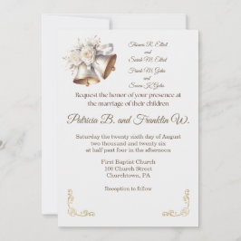 Convite de Casamento Sininhos de Casamento Branco 