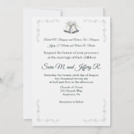 Convite de Casamento Sininhos de Casamento Prata