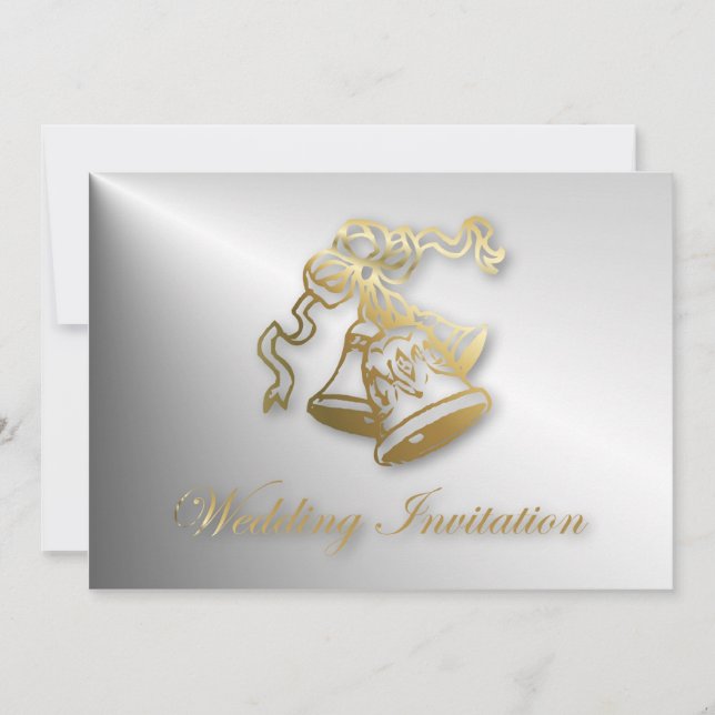 Convite de Casamento Sininhos Dourados (Frente)