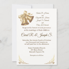 Convite de Casamento Sininhos Ouro Antigo
