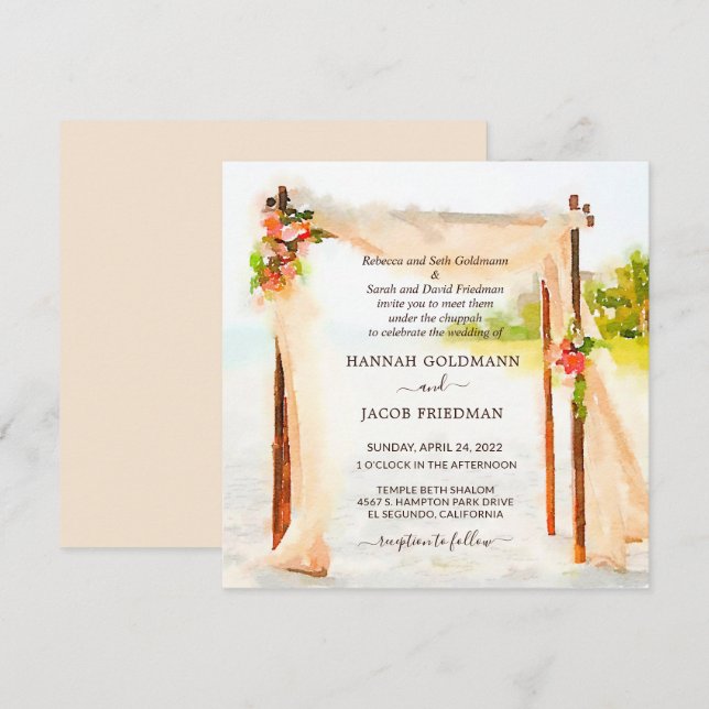 Convite de Casamento Sob a Chupá (Frente/Verso)