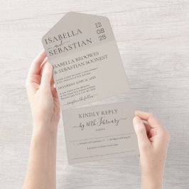 Convite de casamento soft bege Responda por gentil