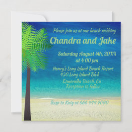Convite de casamento sonhador e divertido na praia