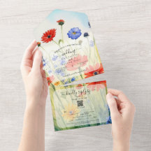 Convite de Casamento SpringMeadow Wildflowers Tudo