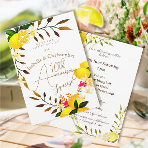Convite de casamento Squeeze Lemon para 10º aniver