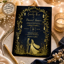 Convite de Casamento Starlight Symphony com Folha