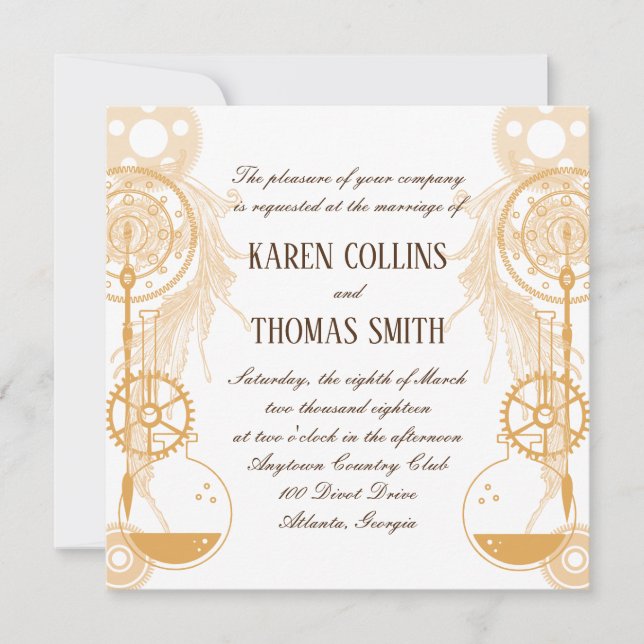 Convite de Casamento Steampunk (Frente)