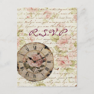 Convite de casamento steampunk floral rosa vintage