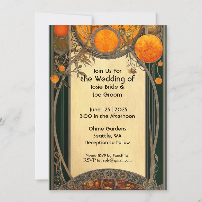 Convite de casamento Stuning art nouveau (Frente)