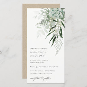 Convite de casamento Suculento de Leafy Fern Verde