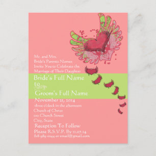 Convite de Casamento Sweet Heart Raspberry & Lime