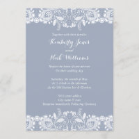 Convite de Casamento Sweet White Lace Azul Poeiren