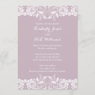 Convite de Casamento Sweet White Lace Rosa Empoeir