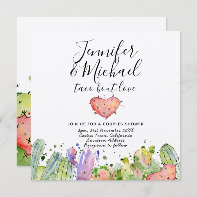 Convite de Casamento Taco Bout Love - Moderna Fest (Frente/Verso)