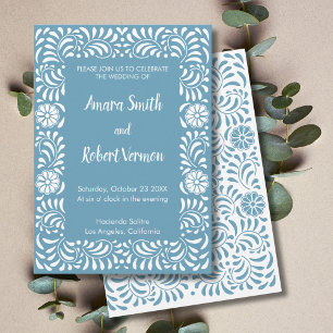 Convite de casamento Talavera Mexicana Azul