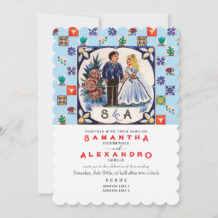 Convite de Casamento Talavera Vintage Única B Telh