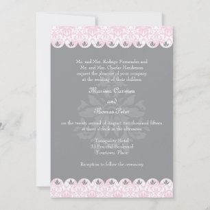 Convite de Casamento tema damasco Escalonado Blush