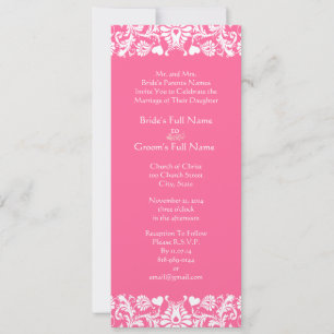 Convite de Casamento tema damasco Rosa