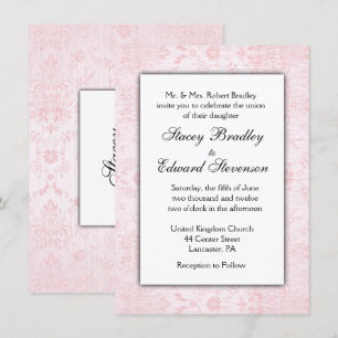 Convite de Casamento tema damasco Rosa