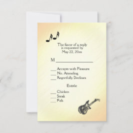 Convite de casamento tema de guitarra amarelo  