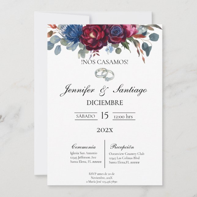 Convite de casamento tema jewel  (Frente)