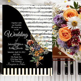 convite de casamento tema piano musical