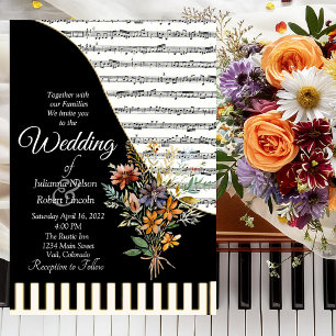 convite de casamento tema piano musical
