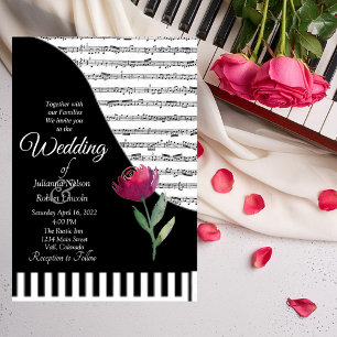 convite de casamento tema piano musical