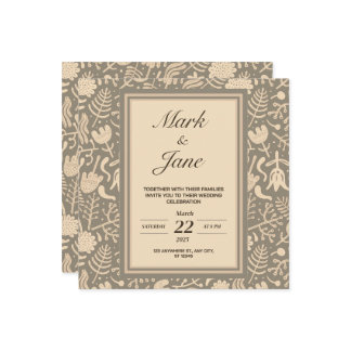 Convite de casamento temático com padrão de flores
