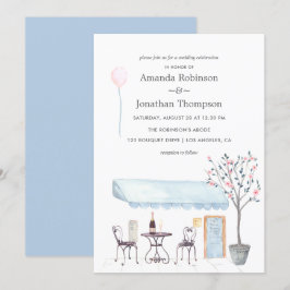 Convite de casamento temático de Paris em aquarela