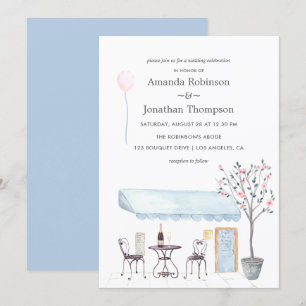 Convite de casamento temático Paris aquarela