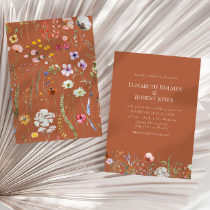 Convite de Casamento Terracota Boho Flor Silvestre