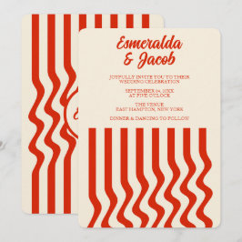 Convite de Casamento Terracota Ondulado Minimalist