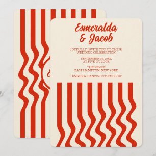 Convite de Casamento Terracota Ondulado Minimalist