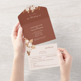 Convite de Casamento Terracotta Tudo em Um RSVP
