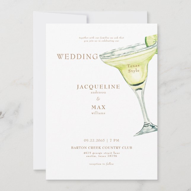 Convite de Casamento Texto Dourado Estilo Texas Ma (Frente)