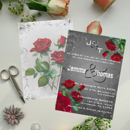 Convite de Casamento Texturizado com Rosas Vermelh