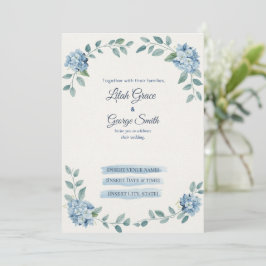 Convite de Casamento The Blue Bloom Dusty Hydrange