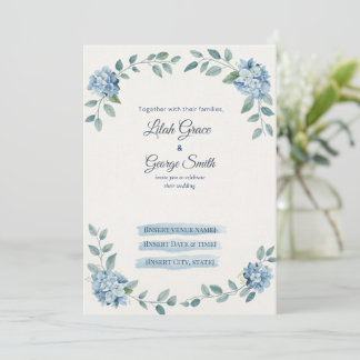 Convite de Casamento The Blue Bloom Dusty Hydrange